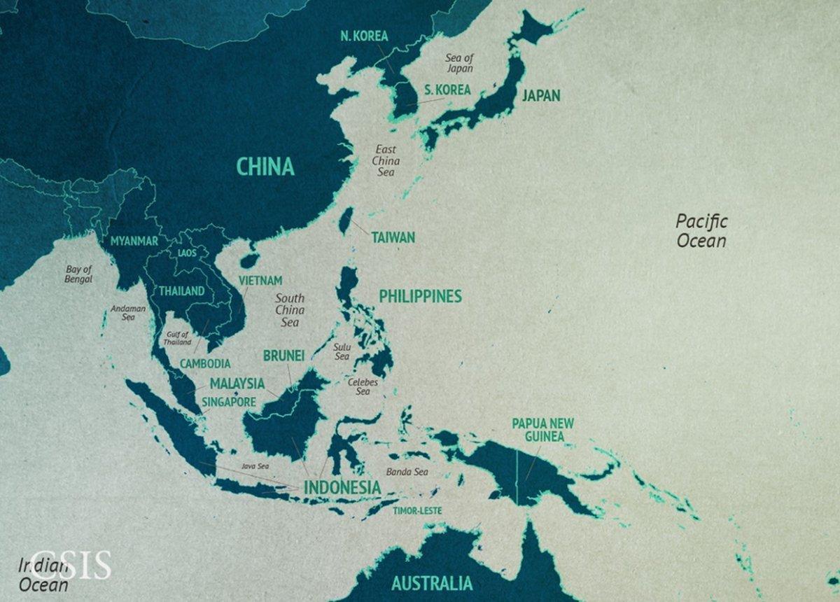 چین جنوبی چین کے سمندر کا نقشہ