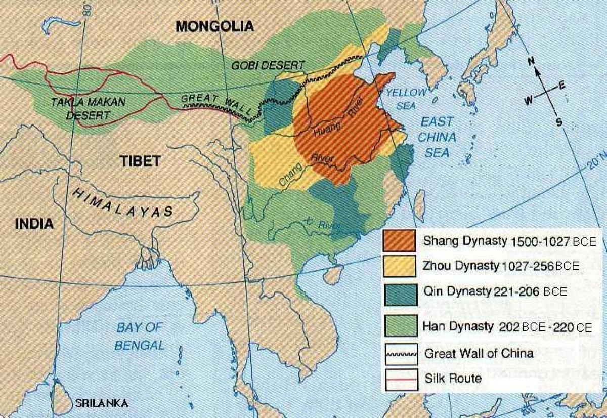 قدیم چین کے جغرافیہ کا نقشہ