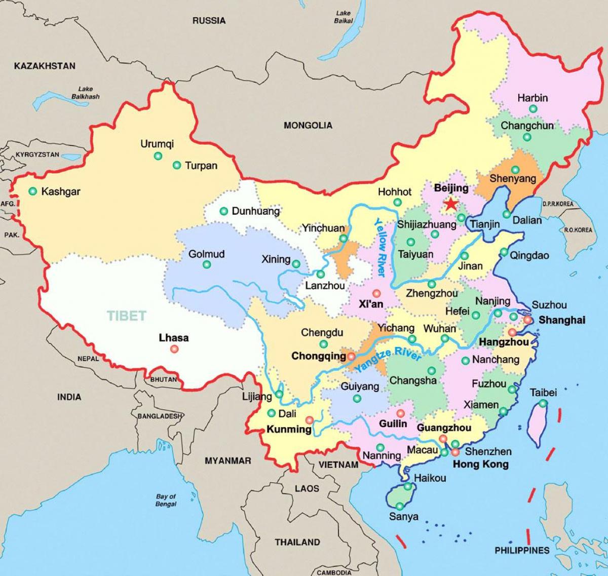 چین کے نقشہ پر