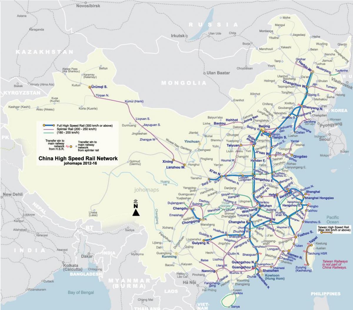 تیز رفتار ریل چین کا نقشہ