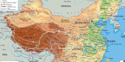 چین کا نقشہ جسمانی خصوصیات