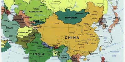 چین اور ارد گرد کے ممالک کا نقشہ